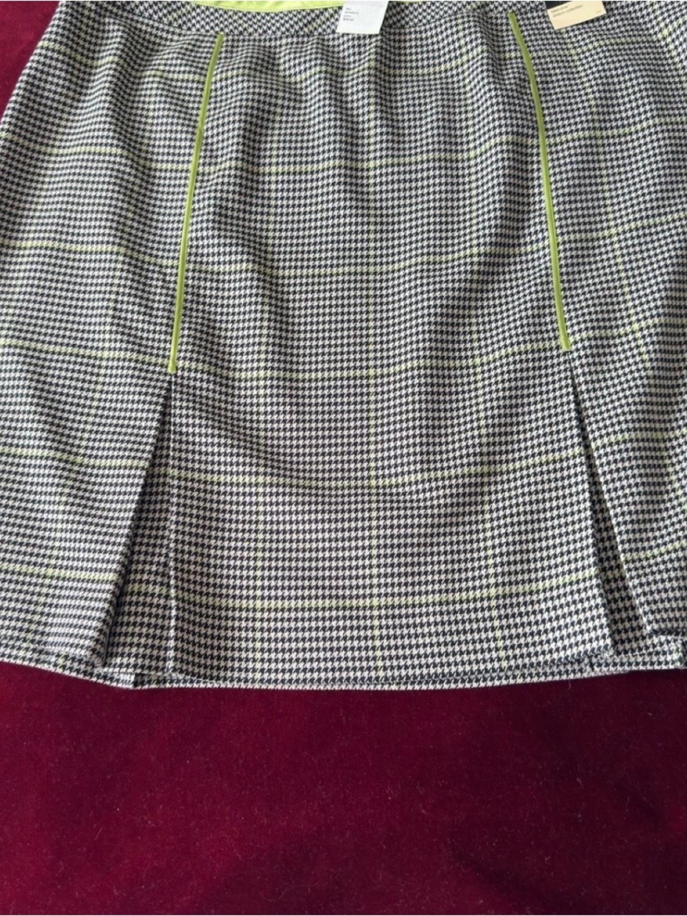 Lane Bryant Black & White Houndstooth Pencil Skirt with Lime Trim size 16